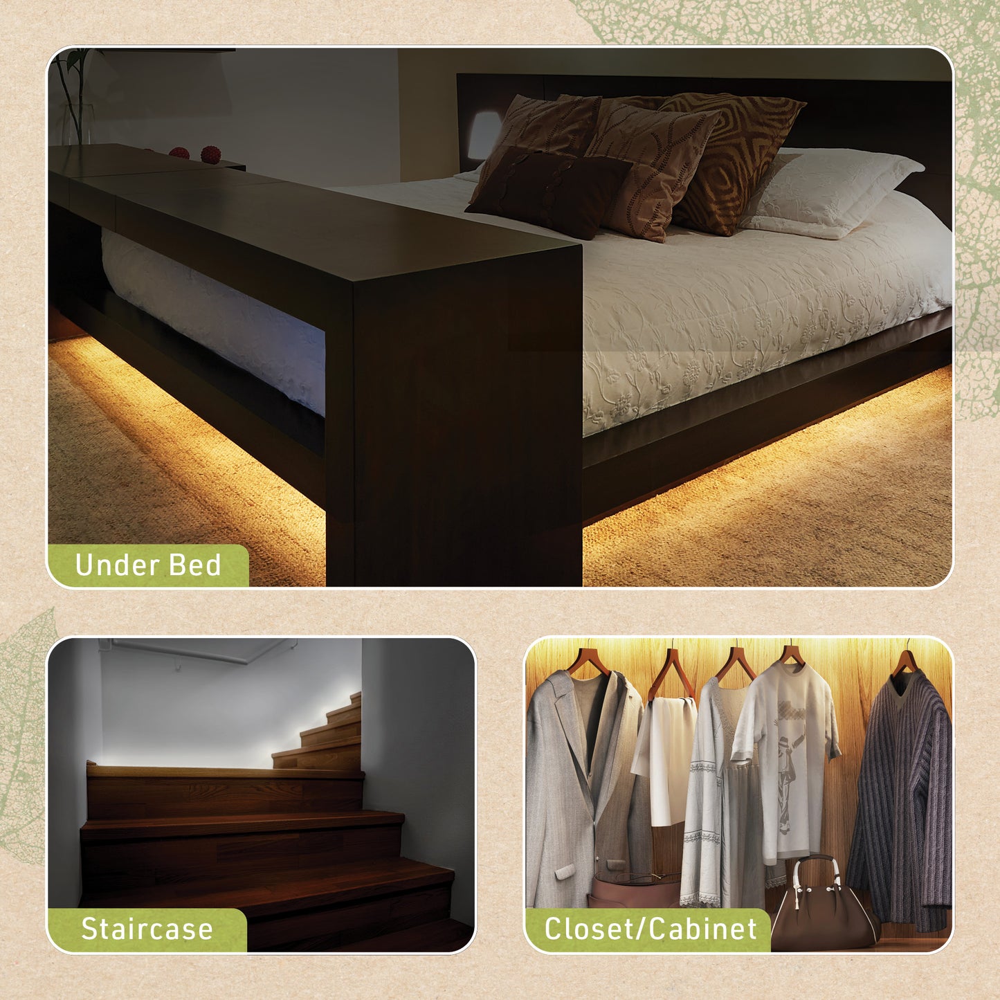 Motion Sensor LED Strip Light Kit Warm White