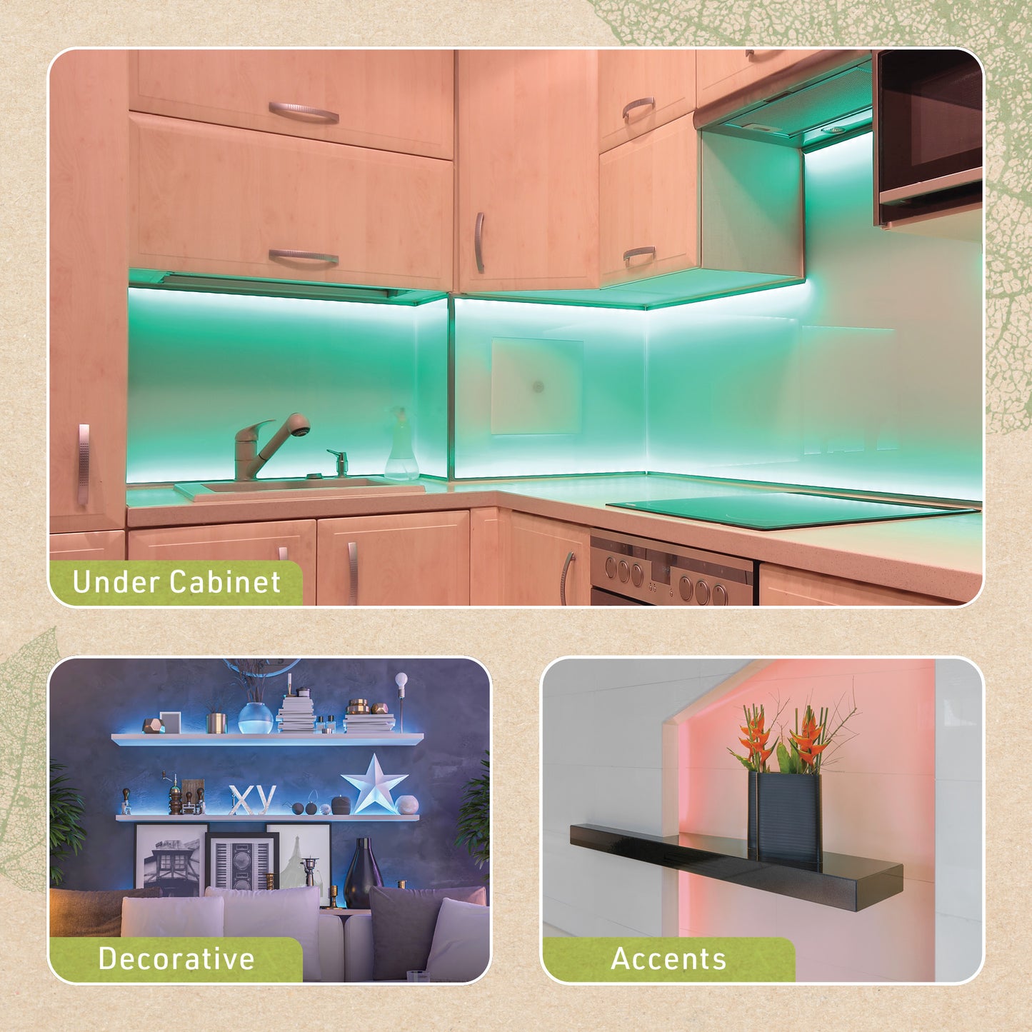 Multicolor RGBW Smart LED Strip Light Kit, 16ft with Remote