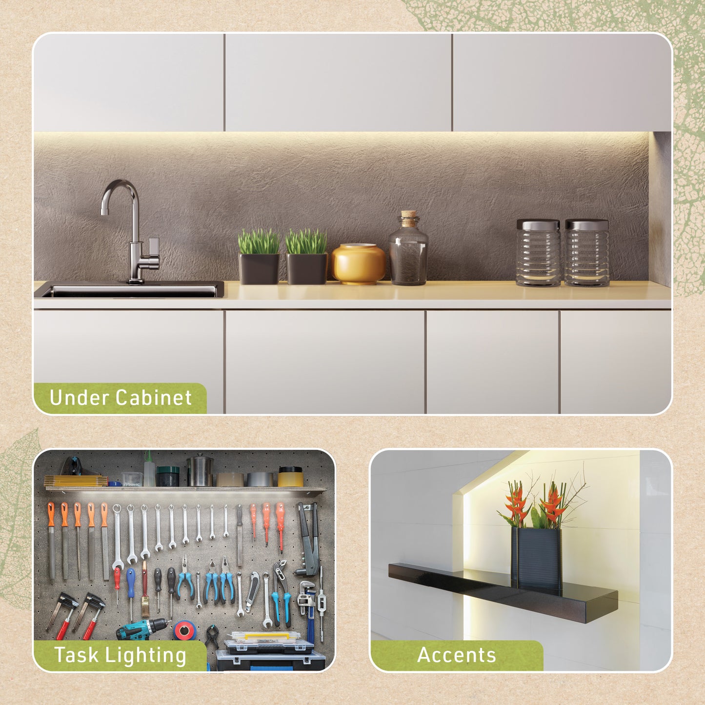 Warm White LED Strip Light Kit