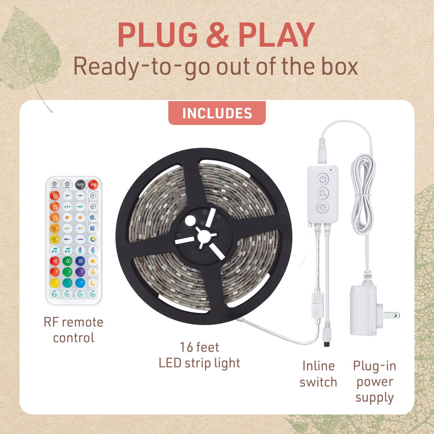 RGBIC Smart LED Strip Light Kit with Remote